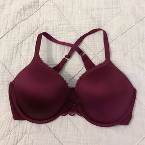 aerie Brooke Plunge Push Up Bra in Burgundy Ivy